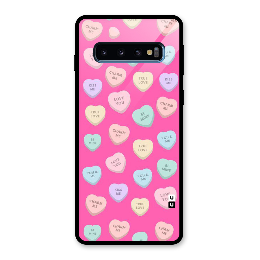 Be Mine Hearts Pattern Glass Back Case for Galaxy S10