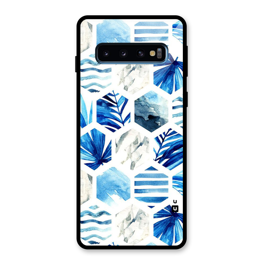 Beach Vibes Pentagon Design Glass Back Case for Galaxy S10