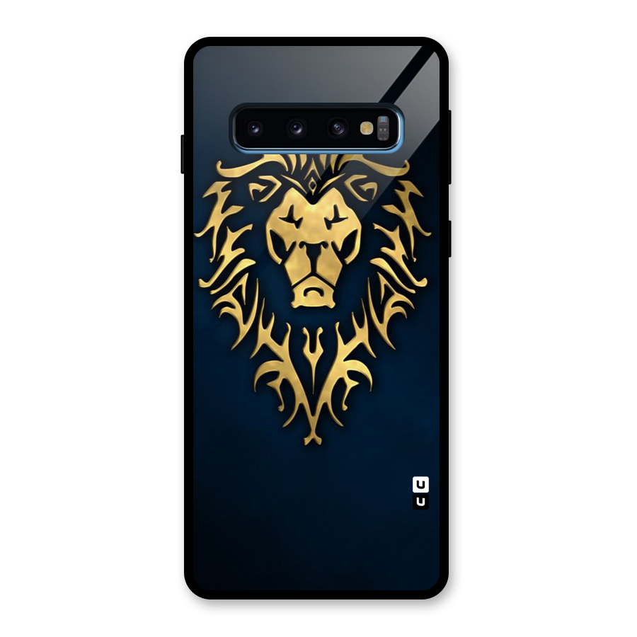 Beautiful Golden Lion Design Glass Back Case for Galaxy S10