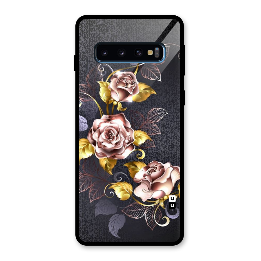 Beautiful Old Floral Design Glass Back Case for Galaxy S10