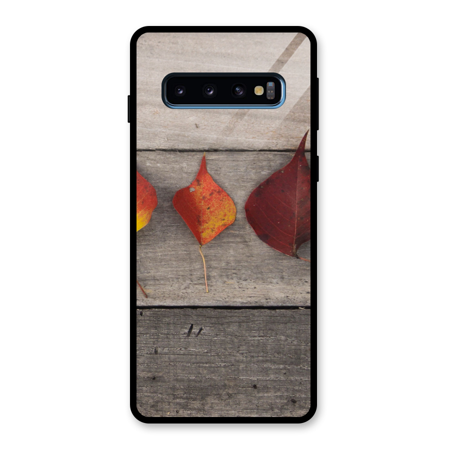 Beautiful Wood Leafs Glass Back Case for Galaxy S10