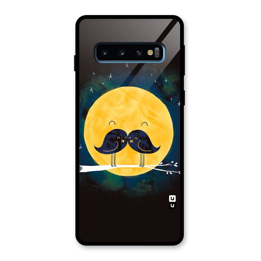 Bird Moustache Glass Back Case for Galaxy S10