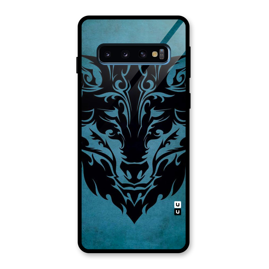 Black Artistic Wolf Glass Back Case for Galaxy S10