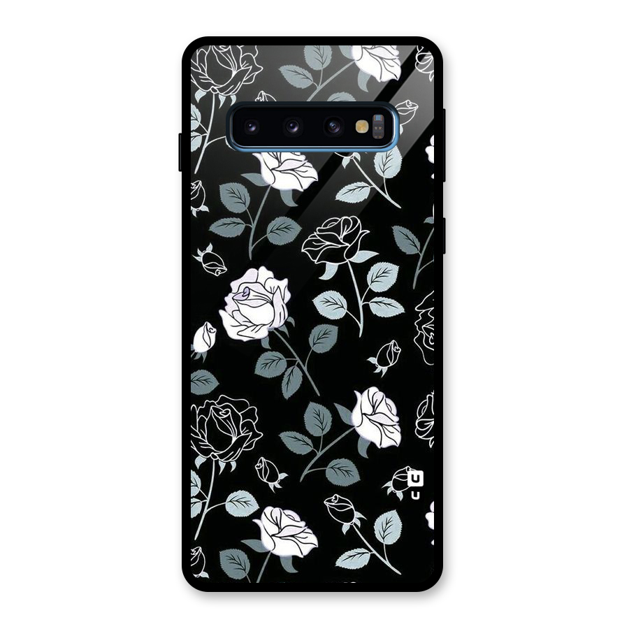 Black Artsy Bloom Glass Back Case for Galaxy S10