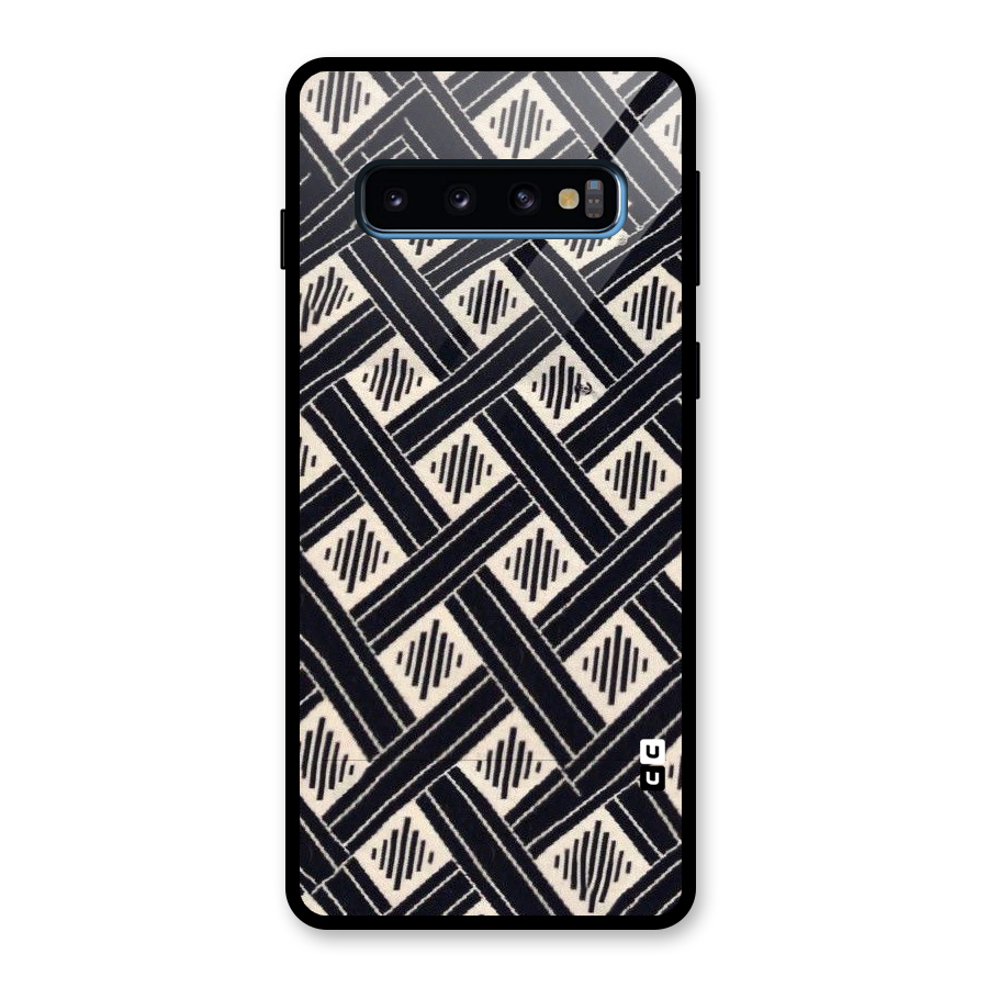 Black Beige Criscros Glass Back Case for Galaxy S10