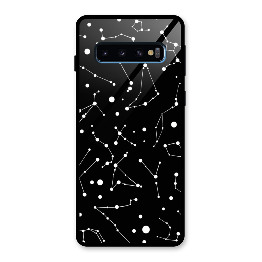 Black Constellation Pattern Glass Back Case for Galaxy S10