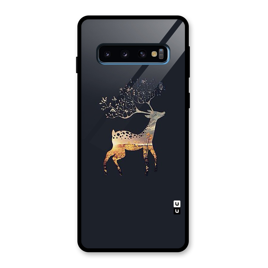 Black Deer Glass Back Case for Galaxy S10