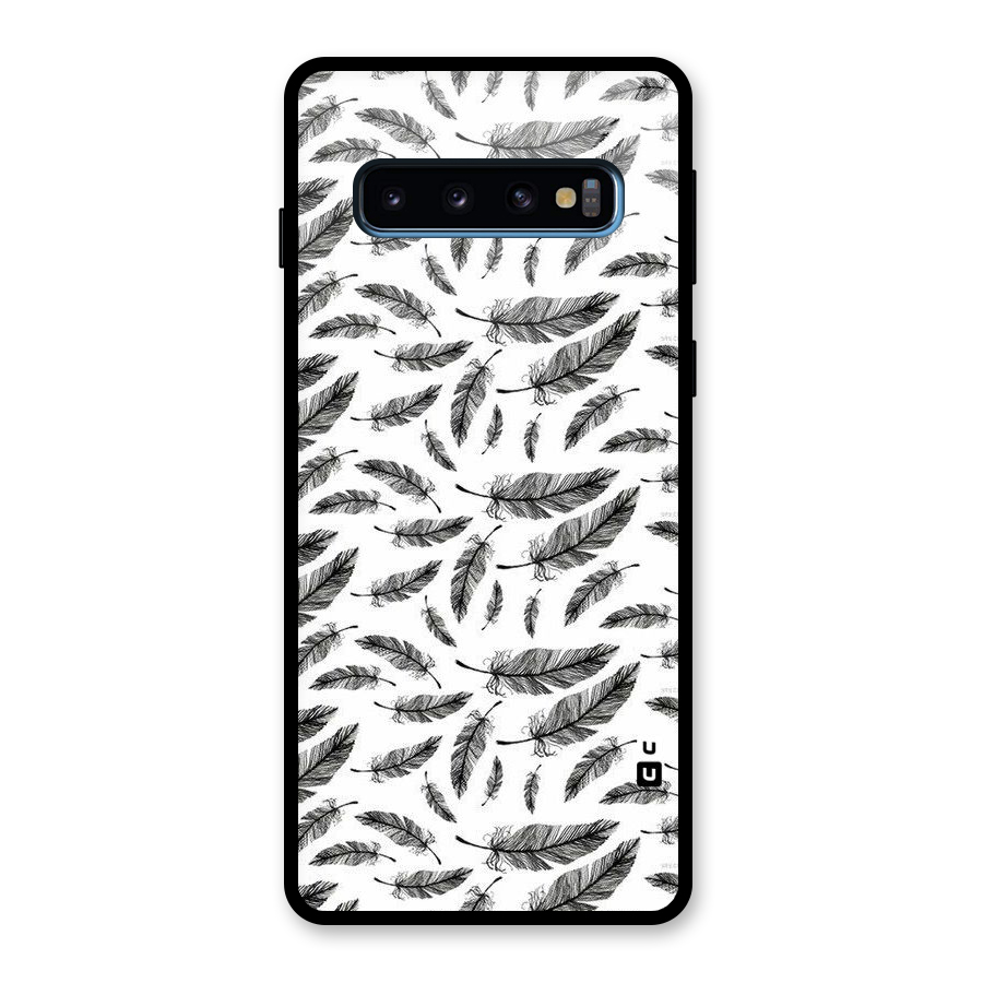 Black Feather Glass Back Case for Galaxy S10