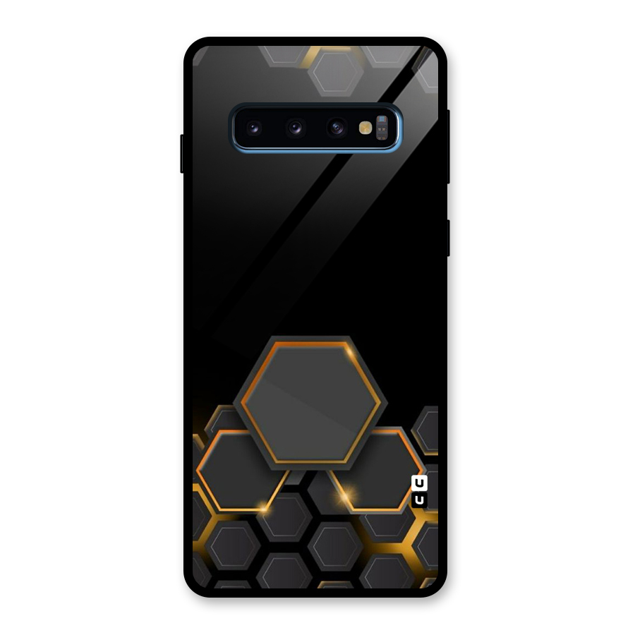 Black Gold Hexa Glass Back Case for Galaxy S10