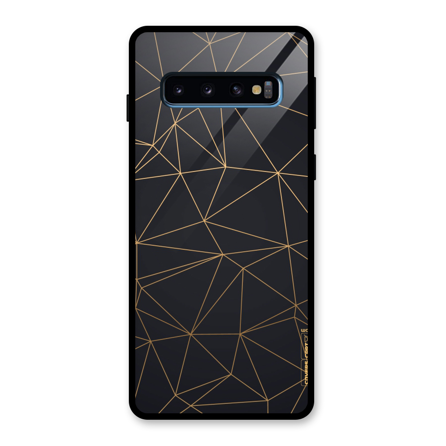Black Golden Lines Glass Back Case for Galaxy S10
