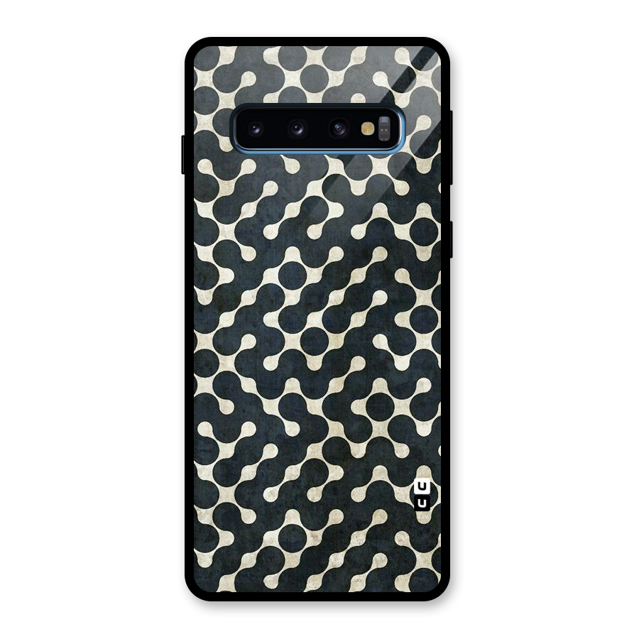 Black Maze Design Glass Back Case for Galaxy S10