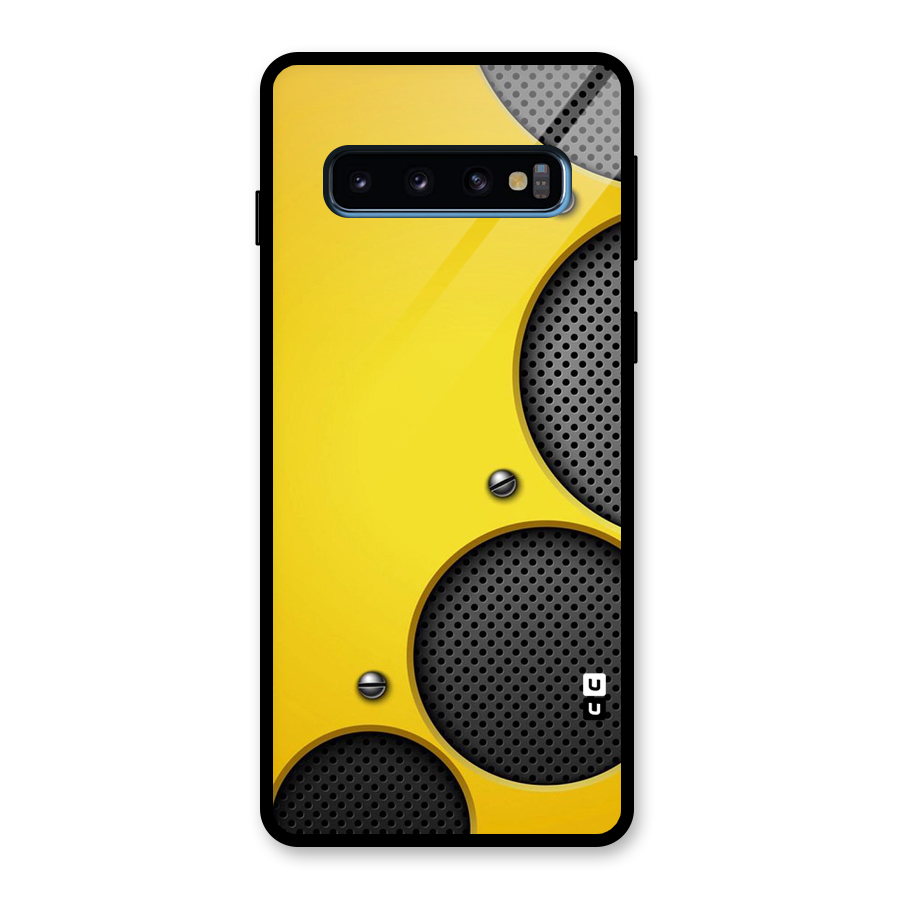 Black Net Yellow Glass Back Case for Galaxy S10