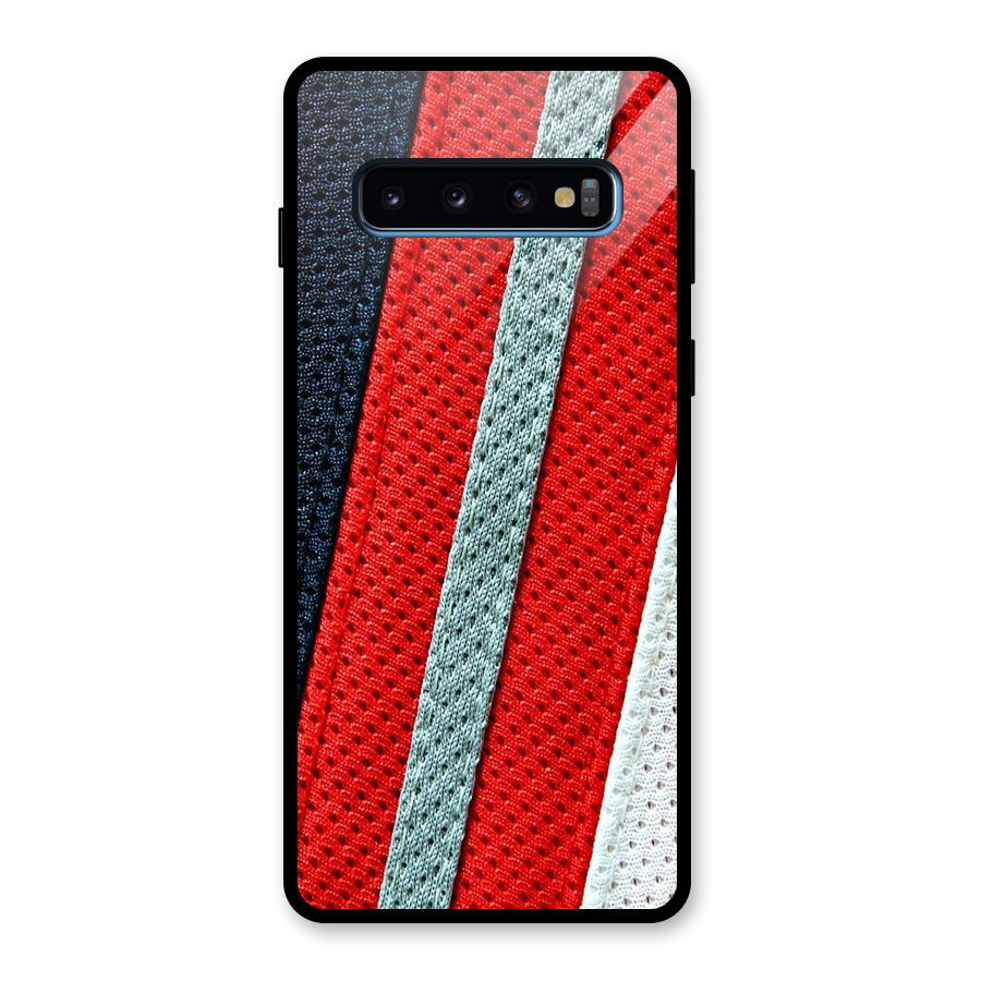 Black Red Grey Stripes Glass Back Case for Galaxy S10