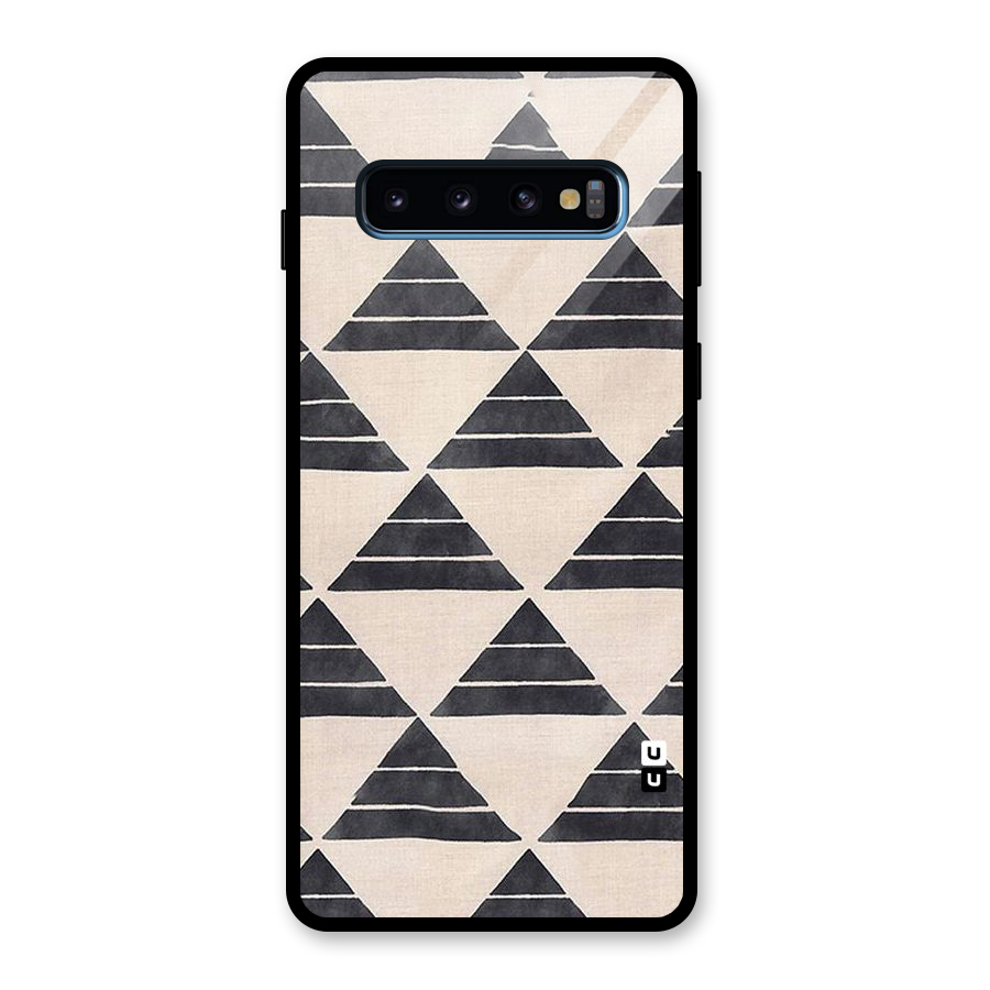 Black Slant Triangles Glass Back Case for Galaxy S10