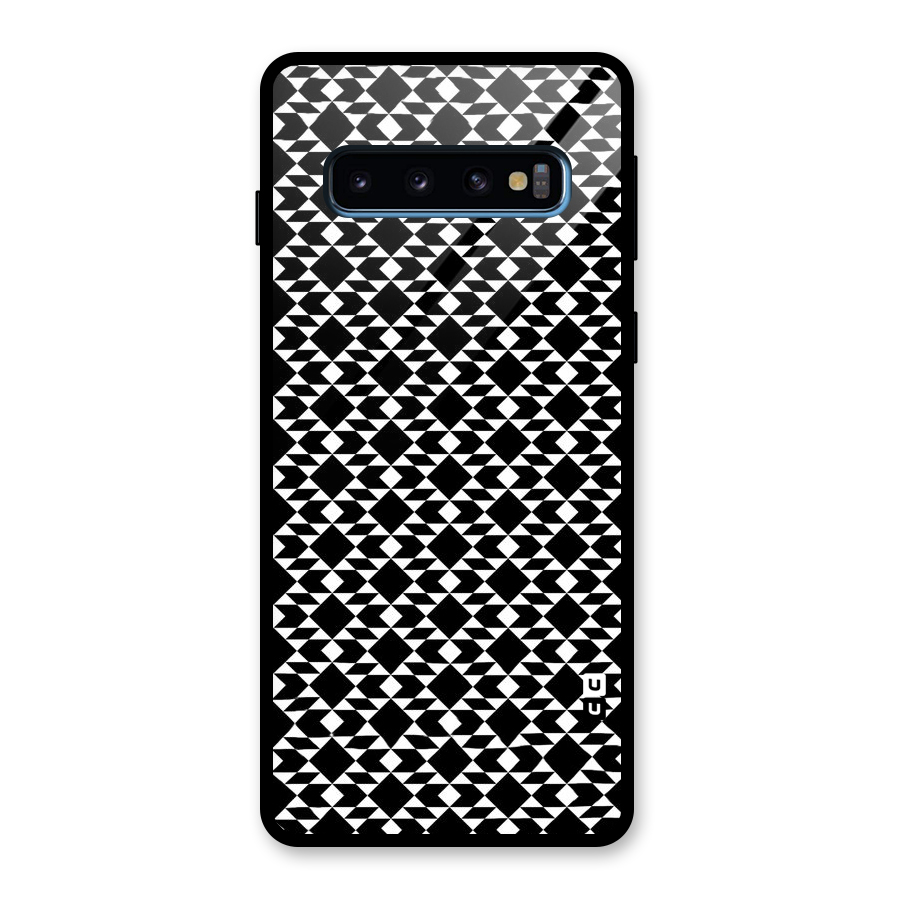 Black White Diamond Abstract Glass Back Case for Galaxy S10