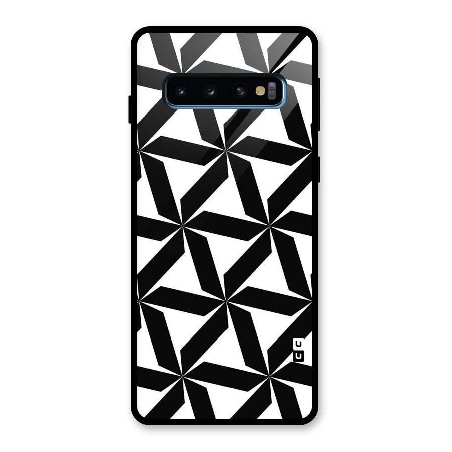 Black White Fan Design Glass Back Case for Galaxy S10