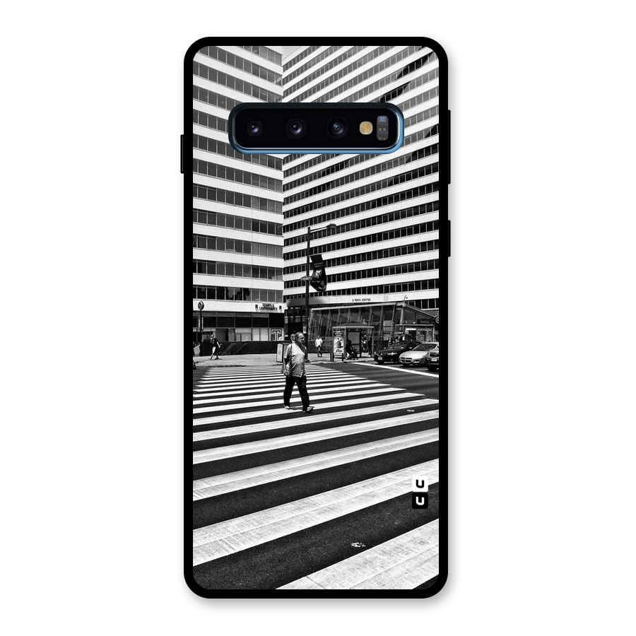 Black White Perspective Glass Back Case for Galaxy S10