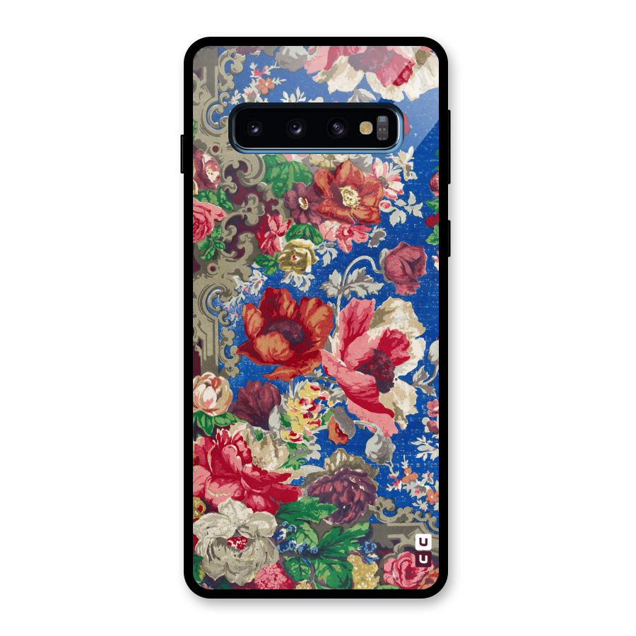 Block Printed Flowers Glass Back Case for Galaxy S10