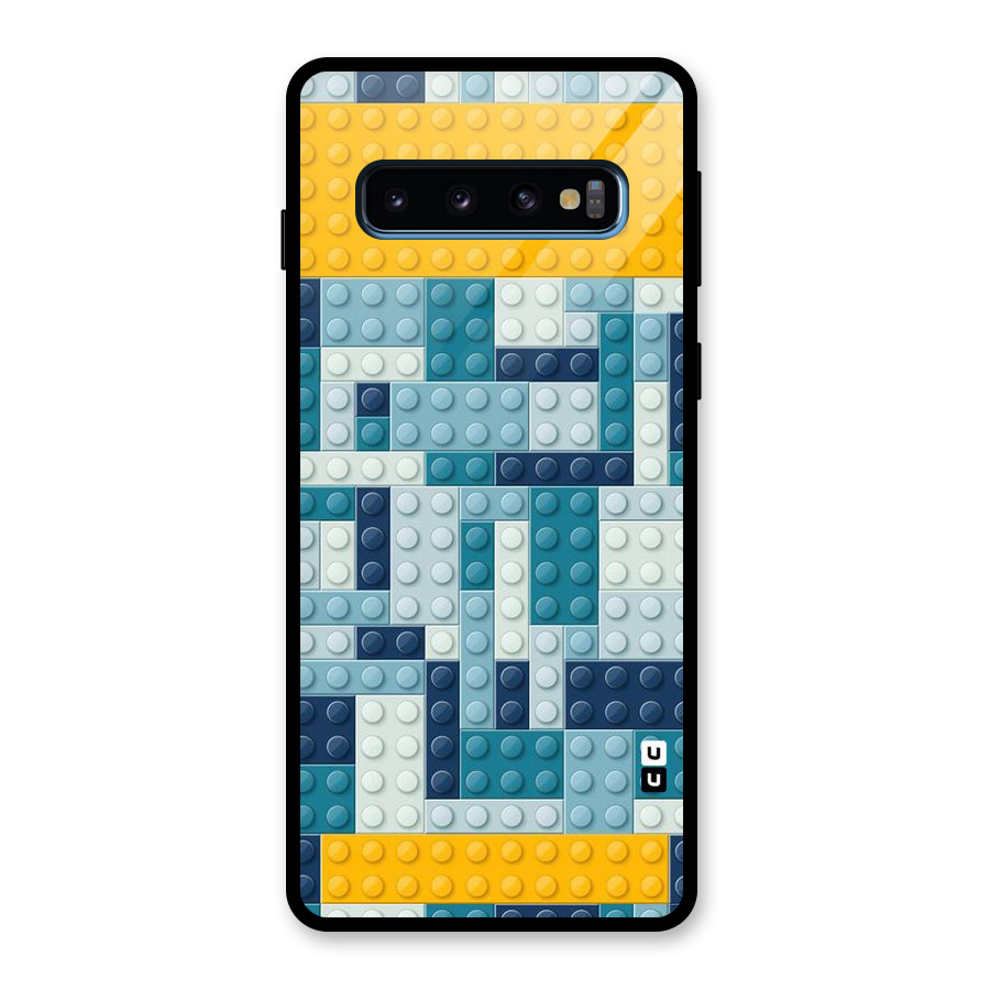 Blocks Blues Glass Back Case for Galaxy S10