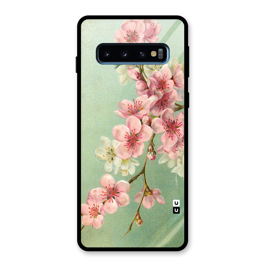 Blossom Cherry Design Glass Back Case for Galaxy S10