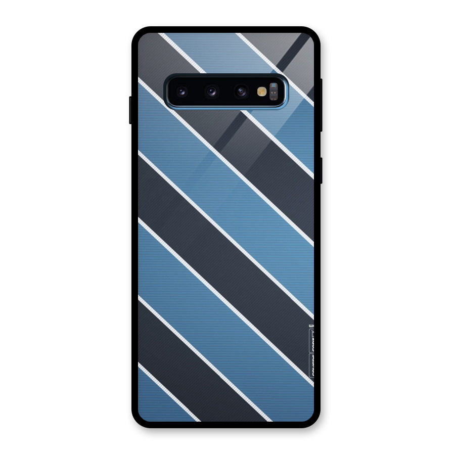 Blue Black Stripes Glass Back Case for Galaxy S10