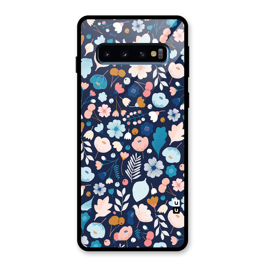 Blue Floral Glass Back Case for Galaxy S10