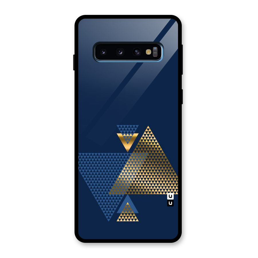 Blue Gold Triangles Glass Back Case for Galaxy S10