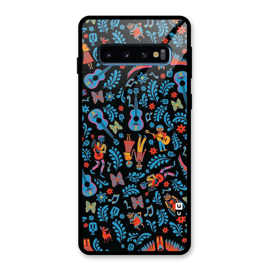 Blue Guitar Pattern Glass Back Case for Galaxy S10