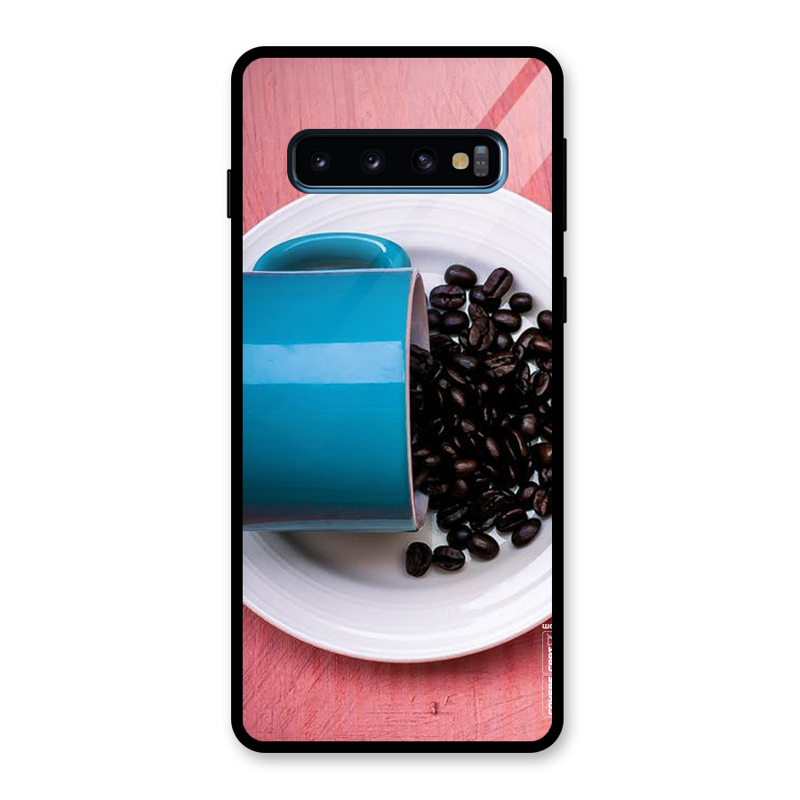 Blue Mug And Beans Glass Back Case for Galaxy S10