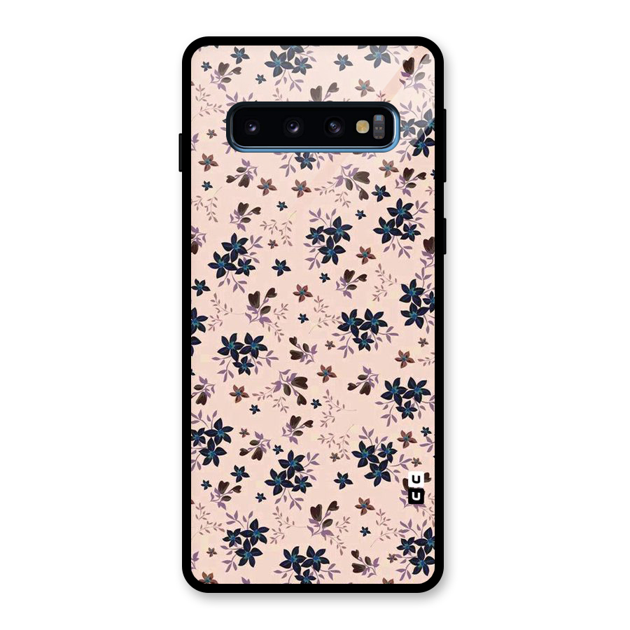 Blue Peach Floral Glass Back Case for Galaxy S10