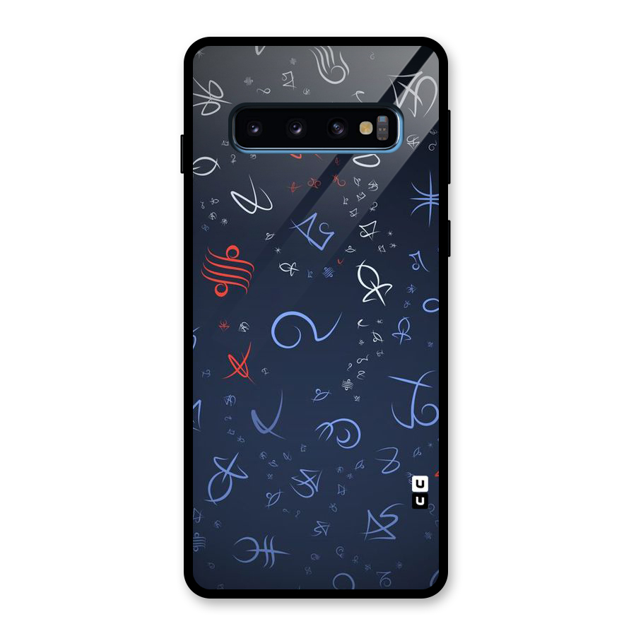 Blue Symbols Glass Back Case for Galaxy S10