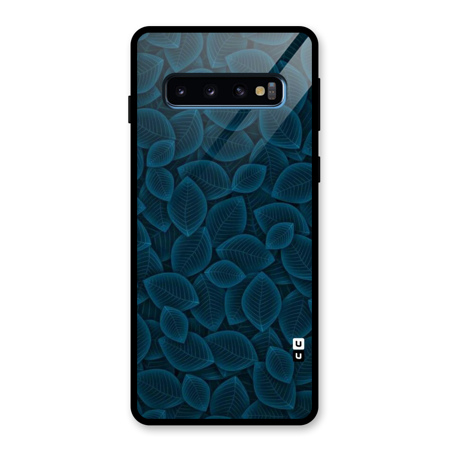 Blue Thin Leaves Glass Back Case for Galaxy S10