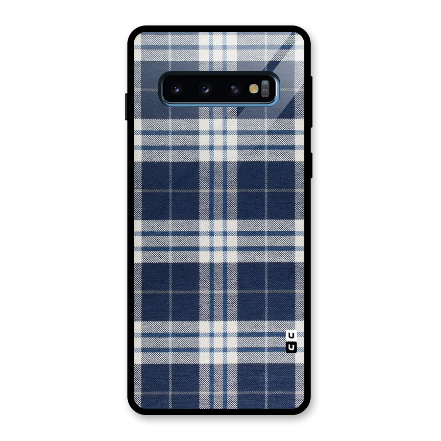 Blue White Check Glass Back Case for Galaxy S10