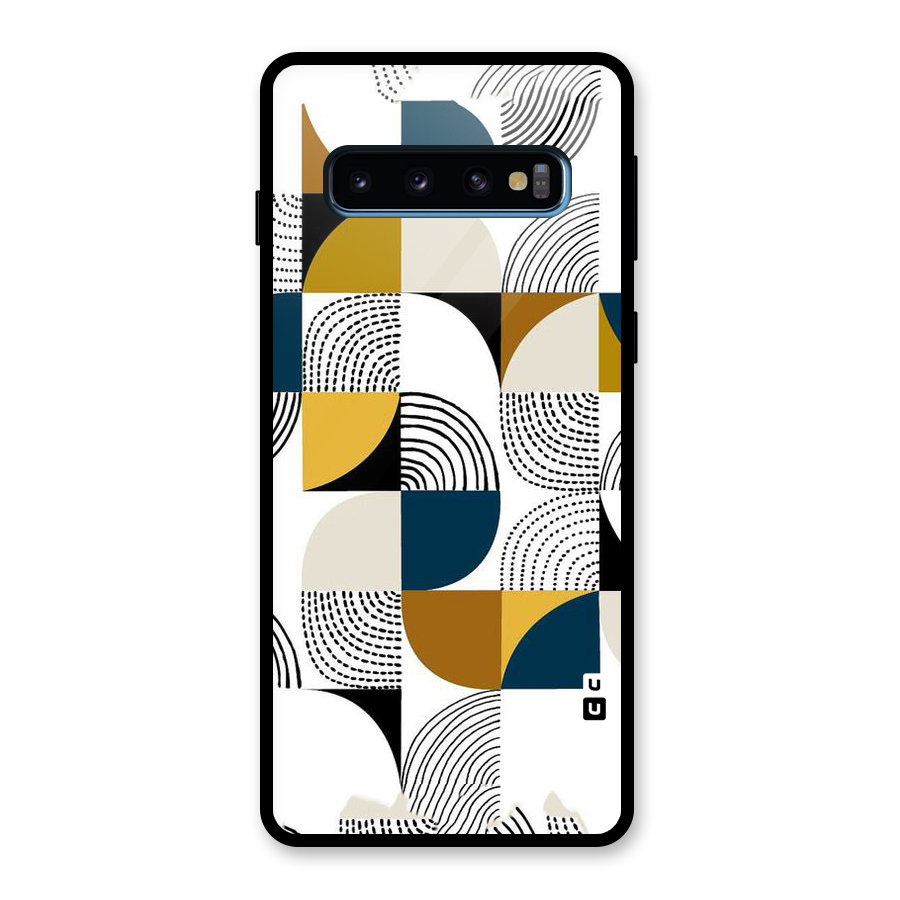 Boxes Pattern Glass Back Case for Galaxy S10
