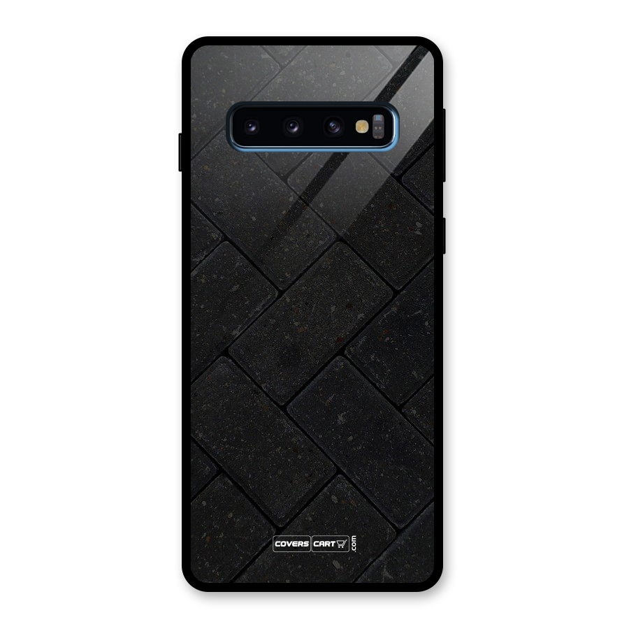 Bricks Pattern Glass Back Case for Galaxy S10