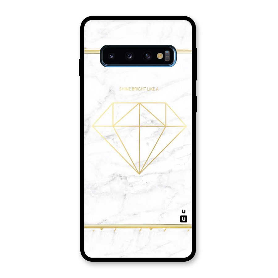 Bright Gold Diamond Glass Back Case for Galaxy S10
