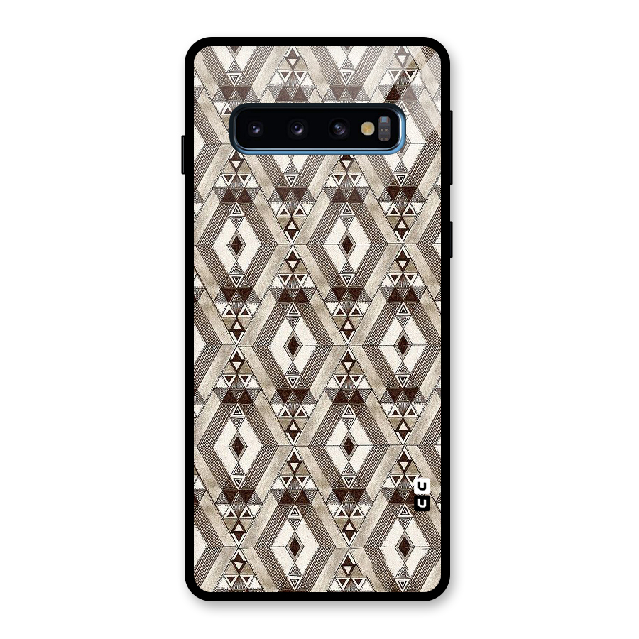 Brown Abstract Design Glass Back Case for Galaxy S10