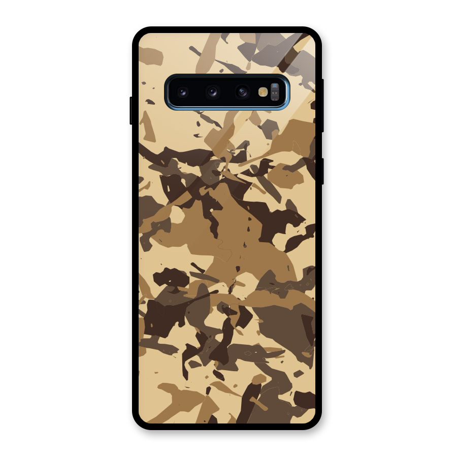 Brown Camouflage Army Glass Back Case for Galaxy S10