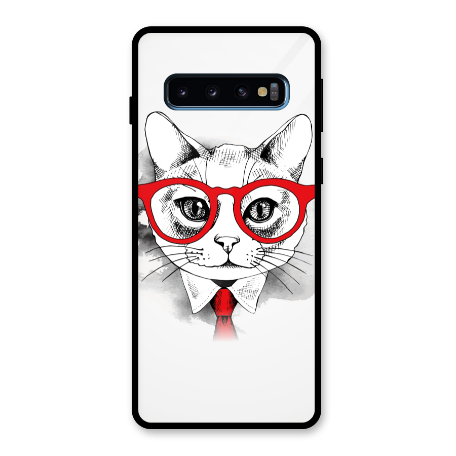 Business Cat Glass Back Case for Galaxy S10