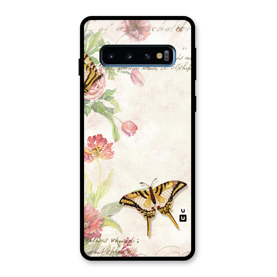 Butterfly Floral Glass Back Case for Galaxy S10