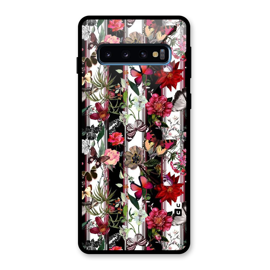 Butterfly Flowers Glass Back Case for Galaxy S10