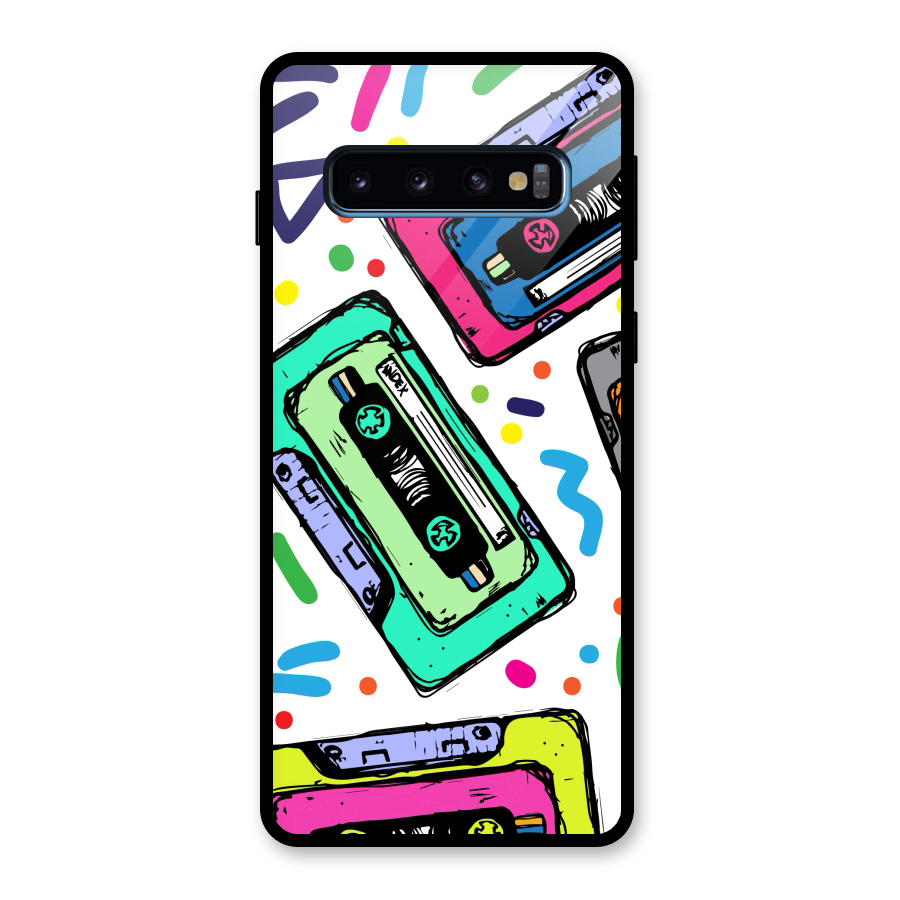 Cassette Pattern Glass Back Case for Galaxy S10