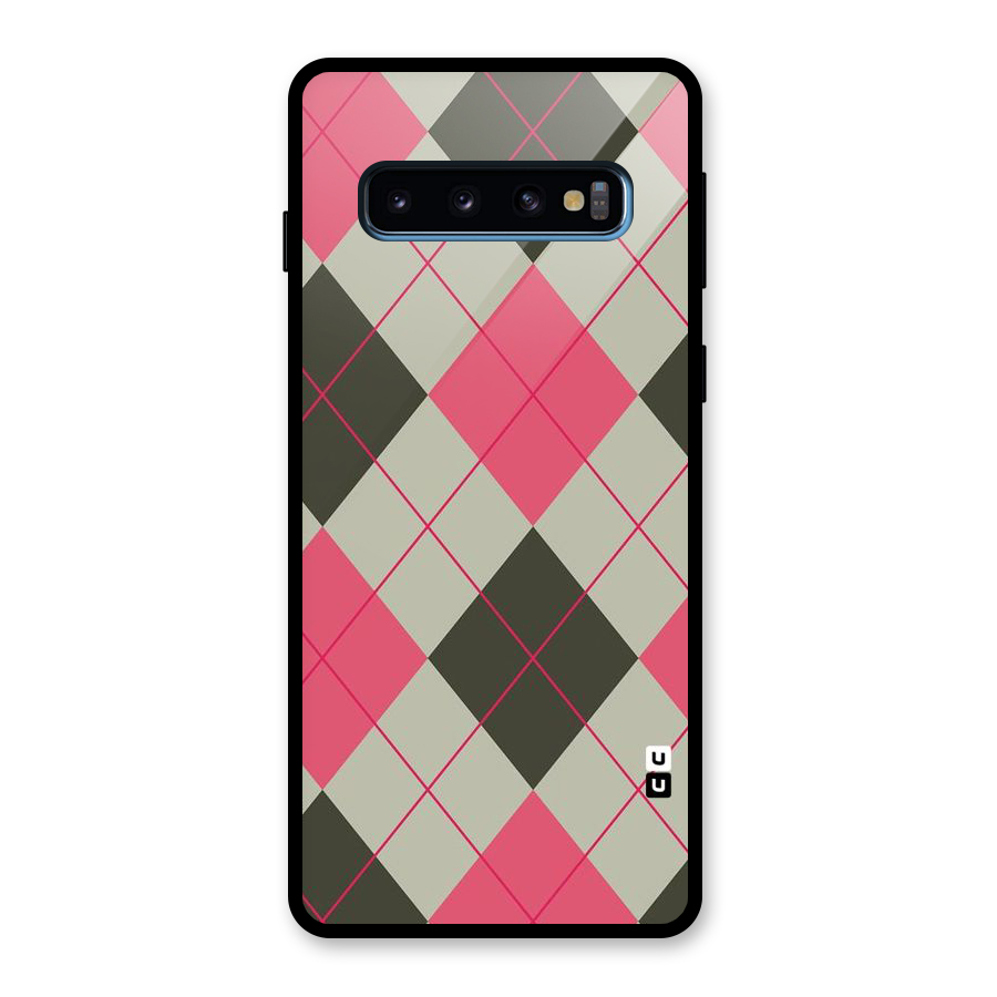 Check And Lines Glass Back Case for Galaxy S10