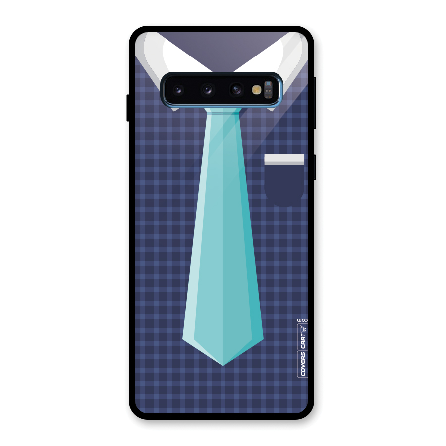 Checked Shirt Tie Glass Back Case for Galaxy S10