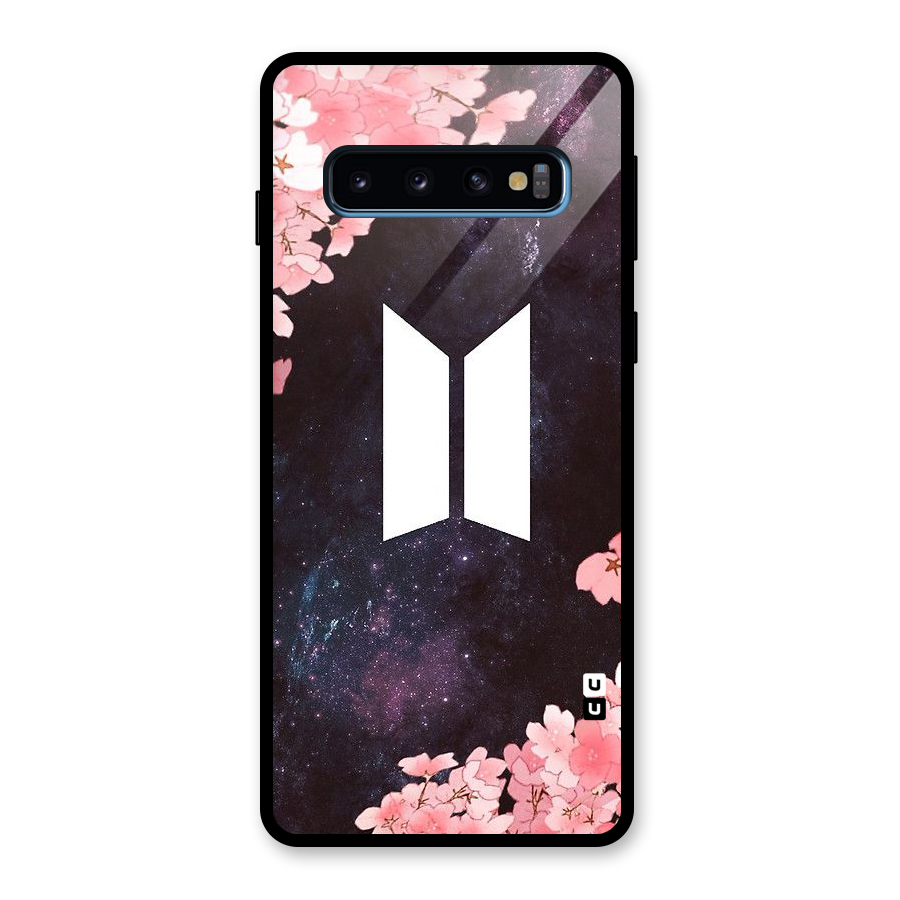 Cherry Blossom Pause Design Glass Back Case for Galaxy S10