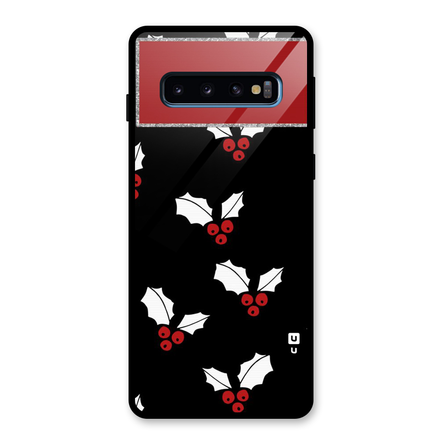Cherry Leaf Design Glass Back Case for Galaxy S10