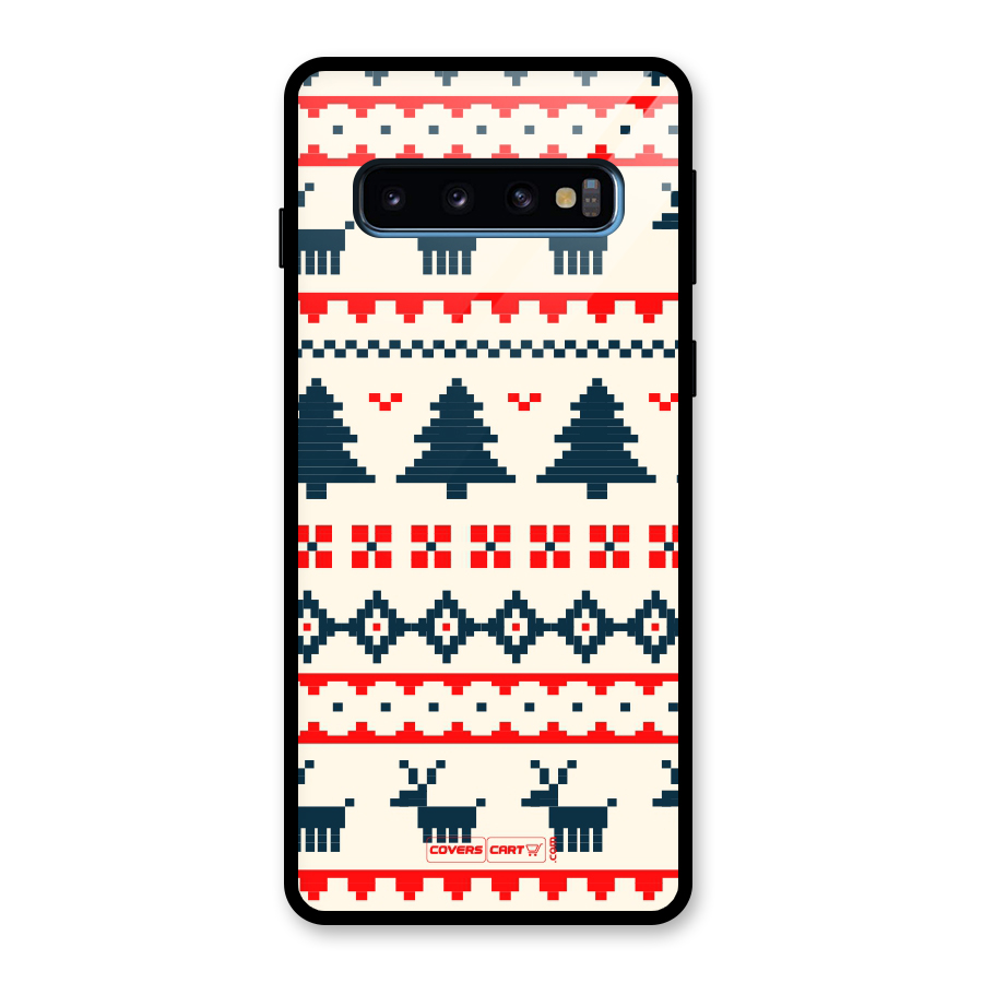 Christmas Design Pattern Glass Back Case for Galaxy S10