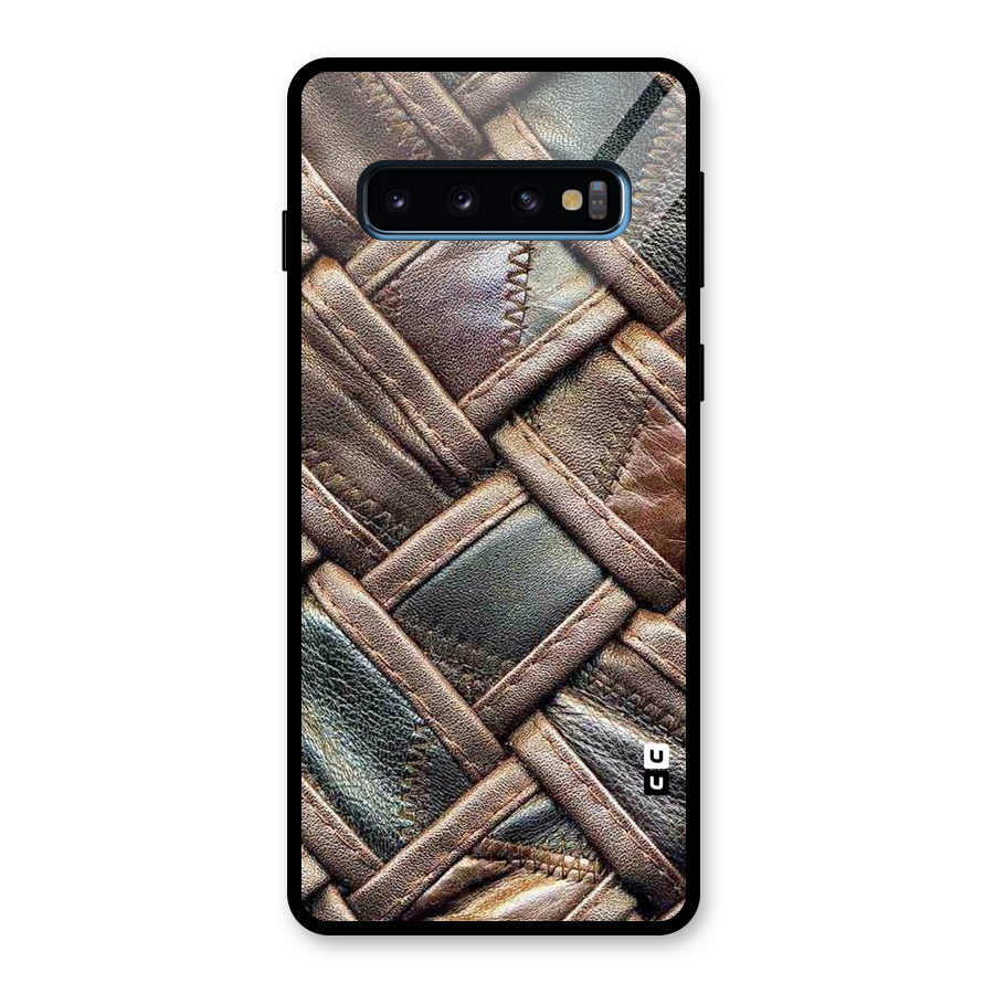 Classic Leather Belt Design Glass Back Case for Galaxy S10