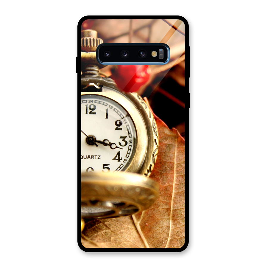 Clock And Cherry Glass Back Case for Galaxy S10