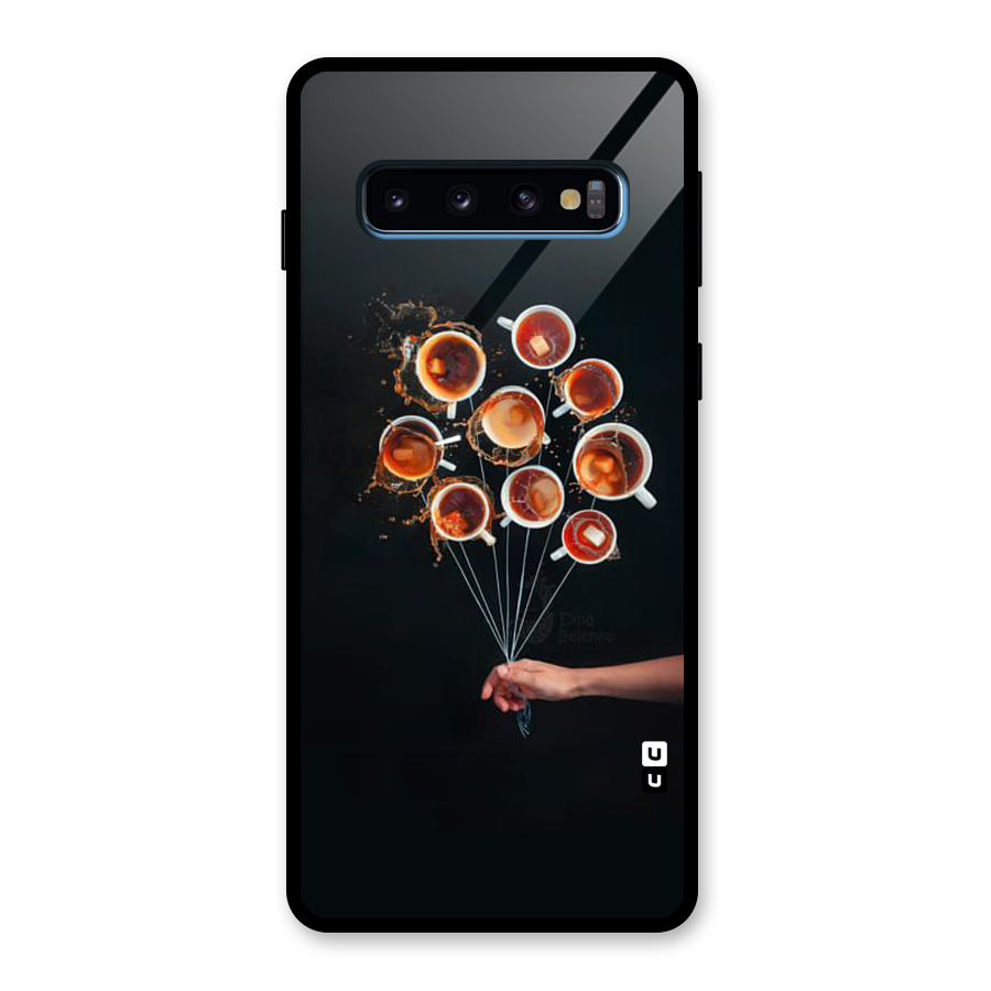 Coffee Balloon Glass Back Case for Galaxy S10